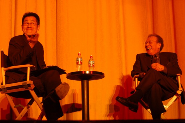 James Shigeta on stage with Arthur Dong at the San Francisco International Asian American Film Festival in 2006.