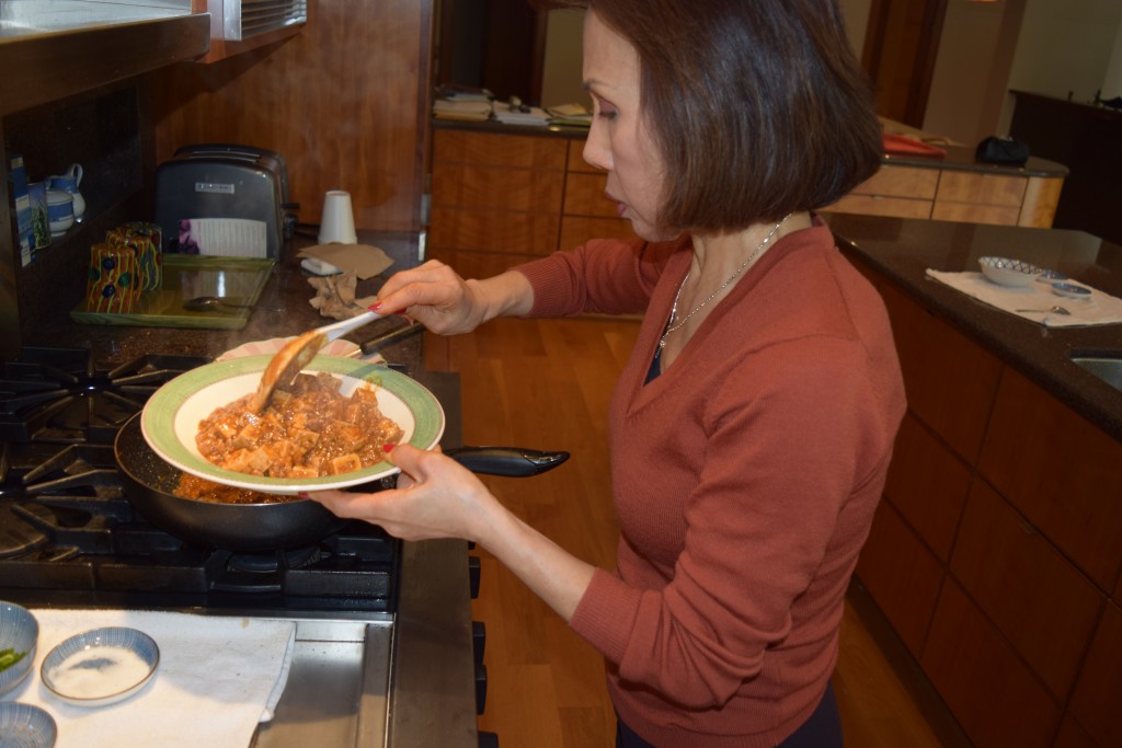 Mama Chiu of Banyan Food Co. makes mapo tofu.